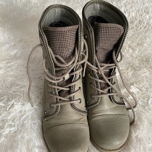 Guess Khaki Boots with Zipper/Black Stud Accents 8
